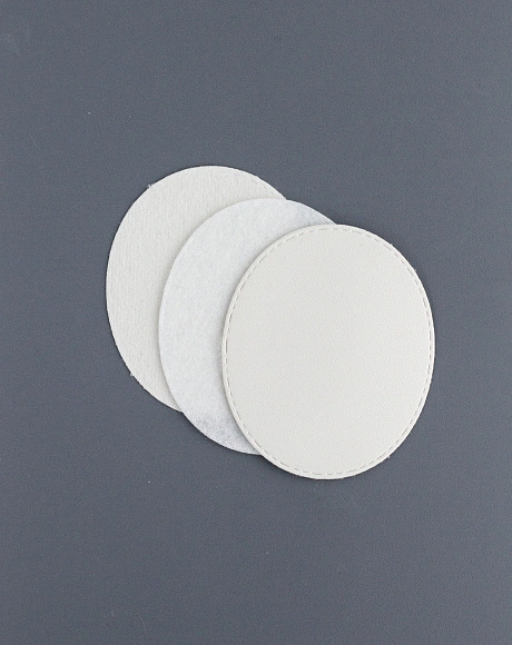 Задник овал 6*7 см кожа+фетр+кожа, белый