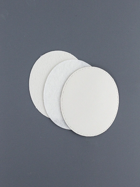 Задник овал 6*7 см кожа+фетр+кожа, белый