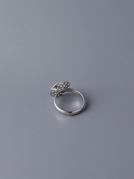 Кольцо с сетчатой основой 14 мм, серебро