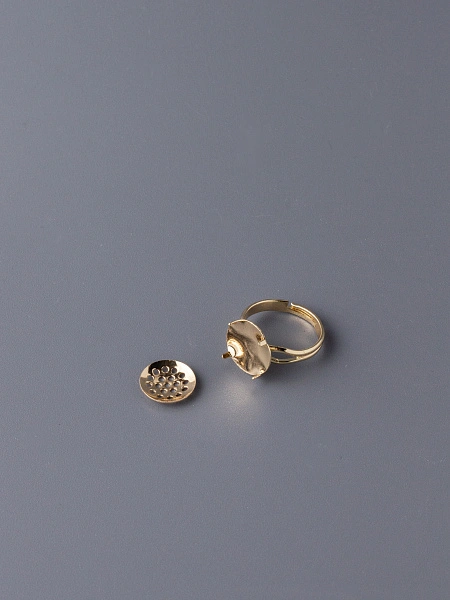 Кольцо с сетчатой съёмной основой 12 мм, золото