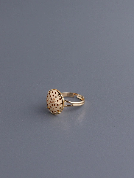 Кольцо с сетчатой съёмной основой 16 мм, золото