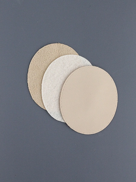 Задник овал 6*7 см кожа+фетр+кожа, бежевый