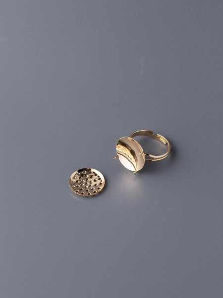 Кольцо с сетчатой съёмной основой 16 мм, золото