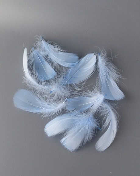Перья гусиные мягкие 20 шт, голубой