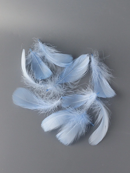 Перья гусиные мягкие 20 шт, голубой