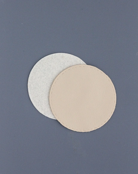 Задник круг 6 см кожа+фетр, бежевый