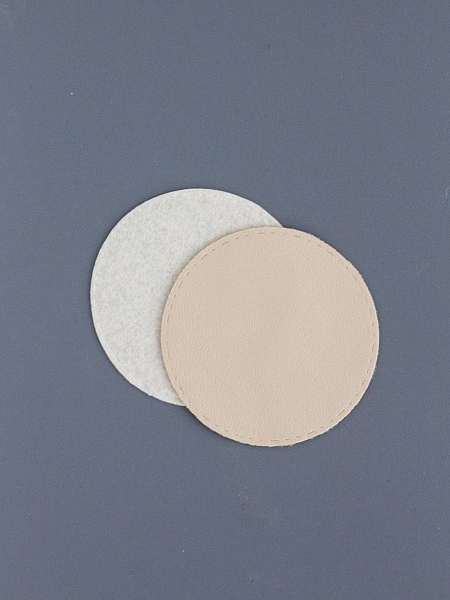 Задник круг 6 см кожа+фетр, бежевый