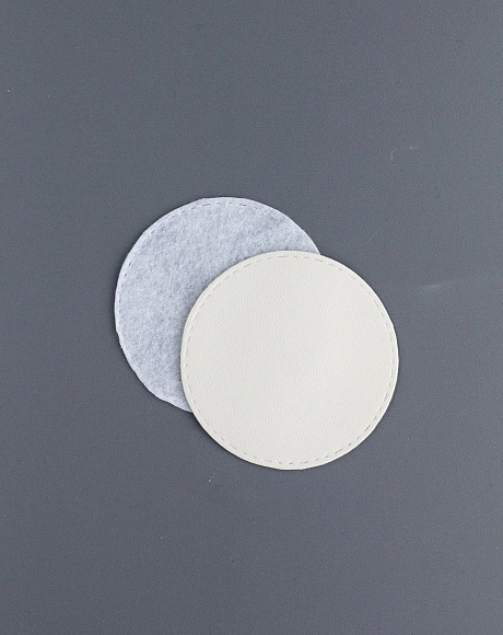 Задник круг 6 см кожа+фетр, белый