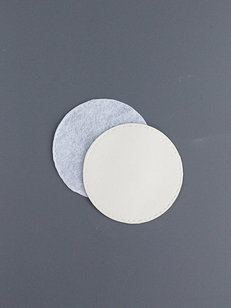 Задник круг 6 см кожа+фетр, белый
