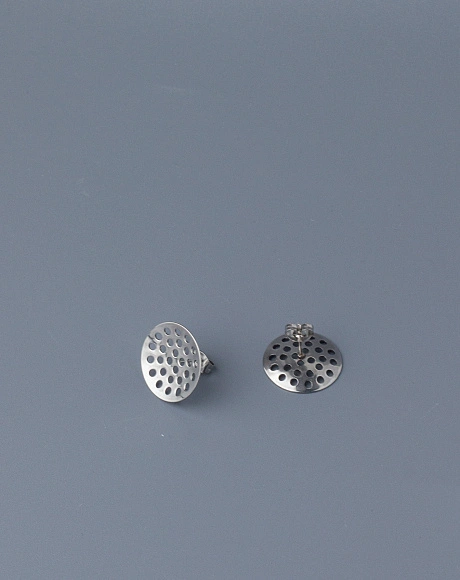 Основа для серёжек-гвоздиков сетчатая 17 мм, серебро