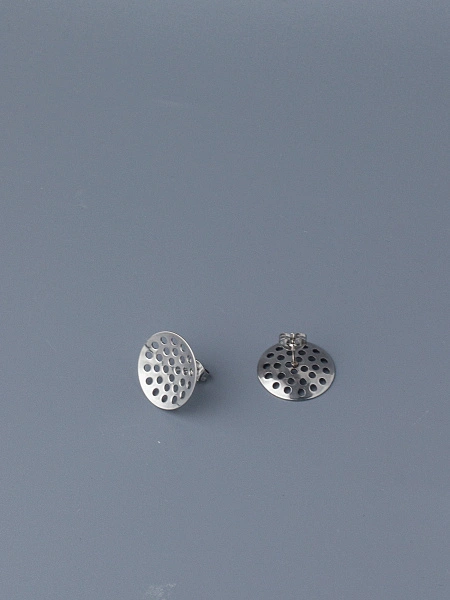 Основа для серёжек-гвоздиков сетчатая 17 мм, серебро