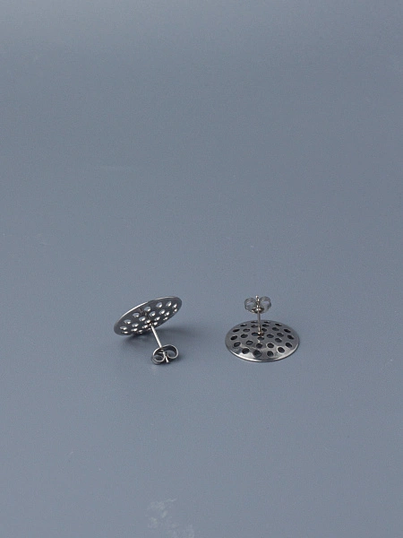 Основа для серёжек-гвоздиков сетчатая 17 мм, серебро