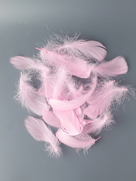 Перья гусиные мягкие 20 шт, розовый кварц